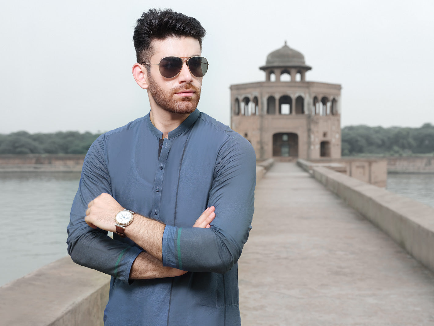 Blue Cotton Kurta - AL-K-883