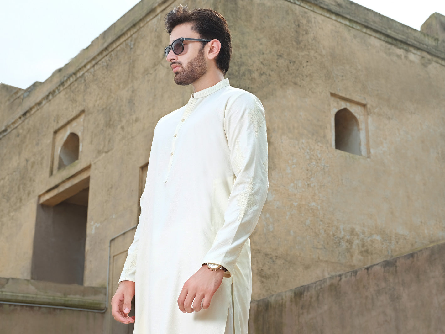 Off White Blended Kurta - AL-K-891