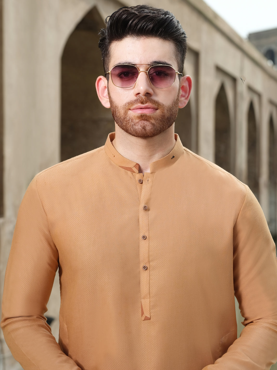 Beige Blended Kurta - AL-K-898