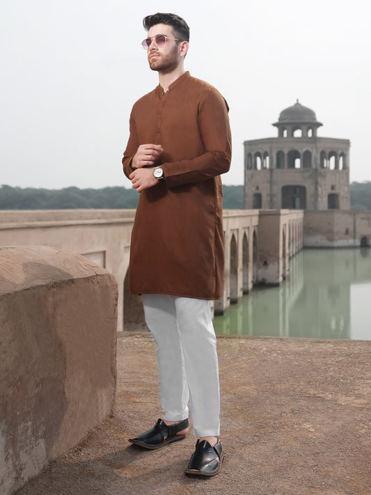 Brown Blended Kurta - AL-K-899
