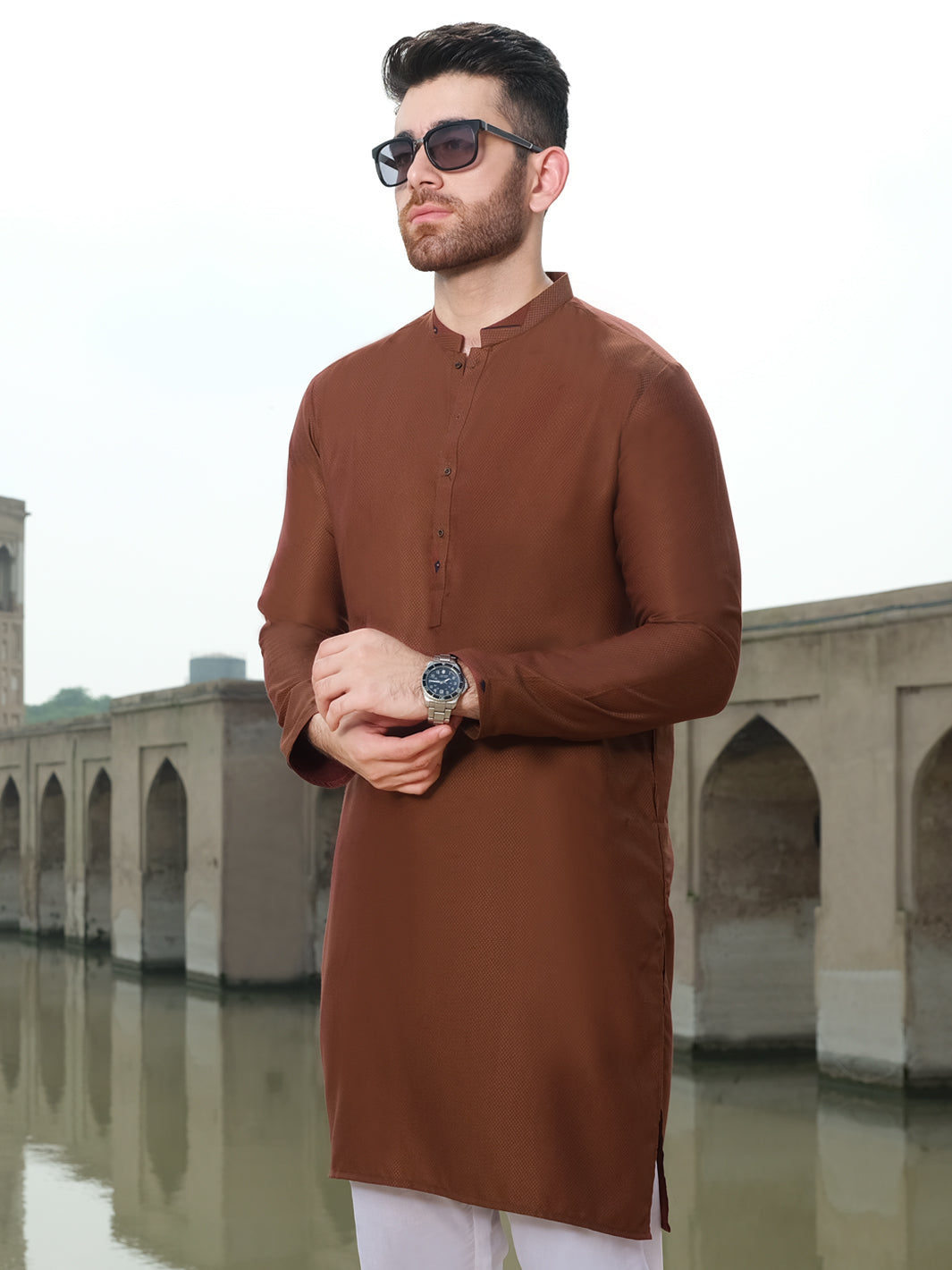 Dark Brown Blended Kurta - AL-K-900