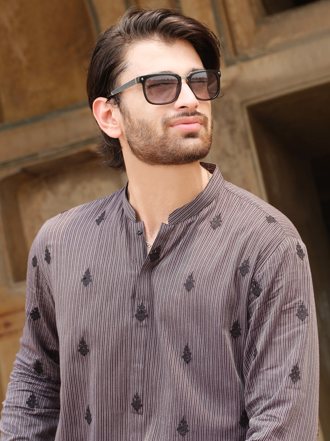 Grey Dobby Kurta - AL-K-905
