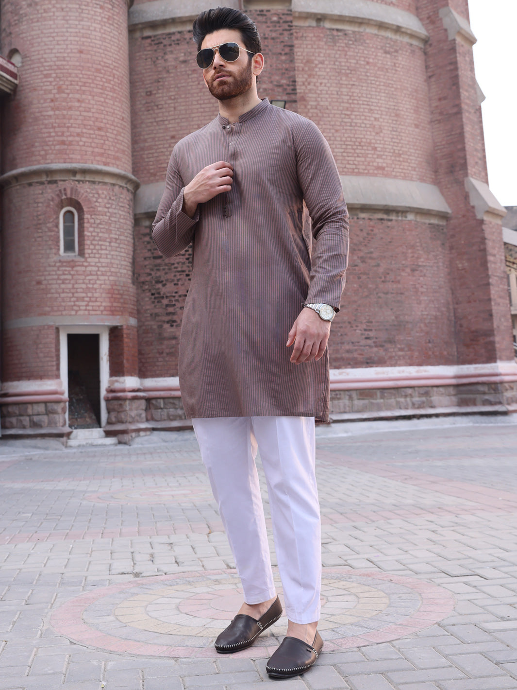Brown Cotton Kurta - AL-K-916