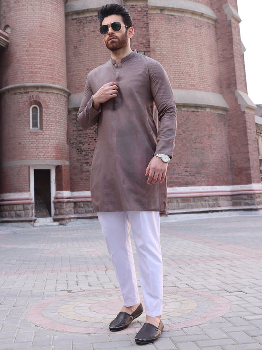 Brown Cotton Kurta - AL-K-916
