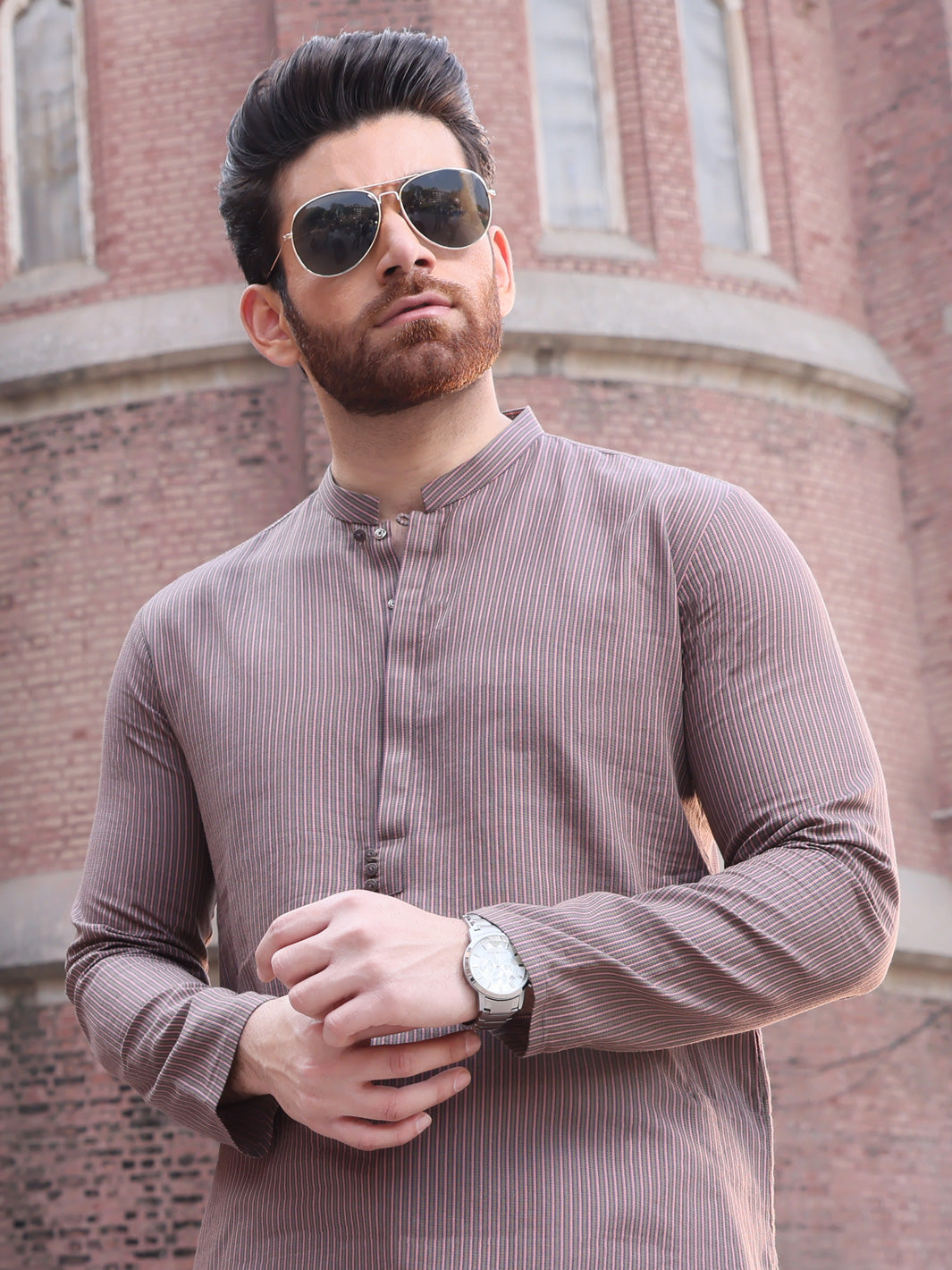 Brown Cotton Kurta - AL-K-916