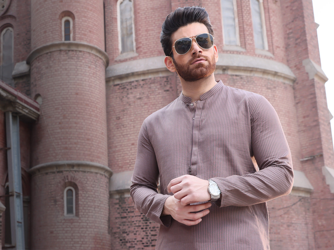 Brown Cotton Kurta - AL-K-916