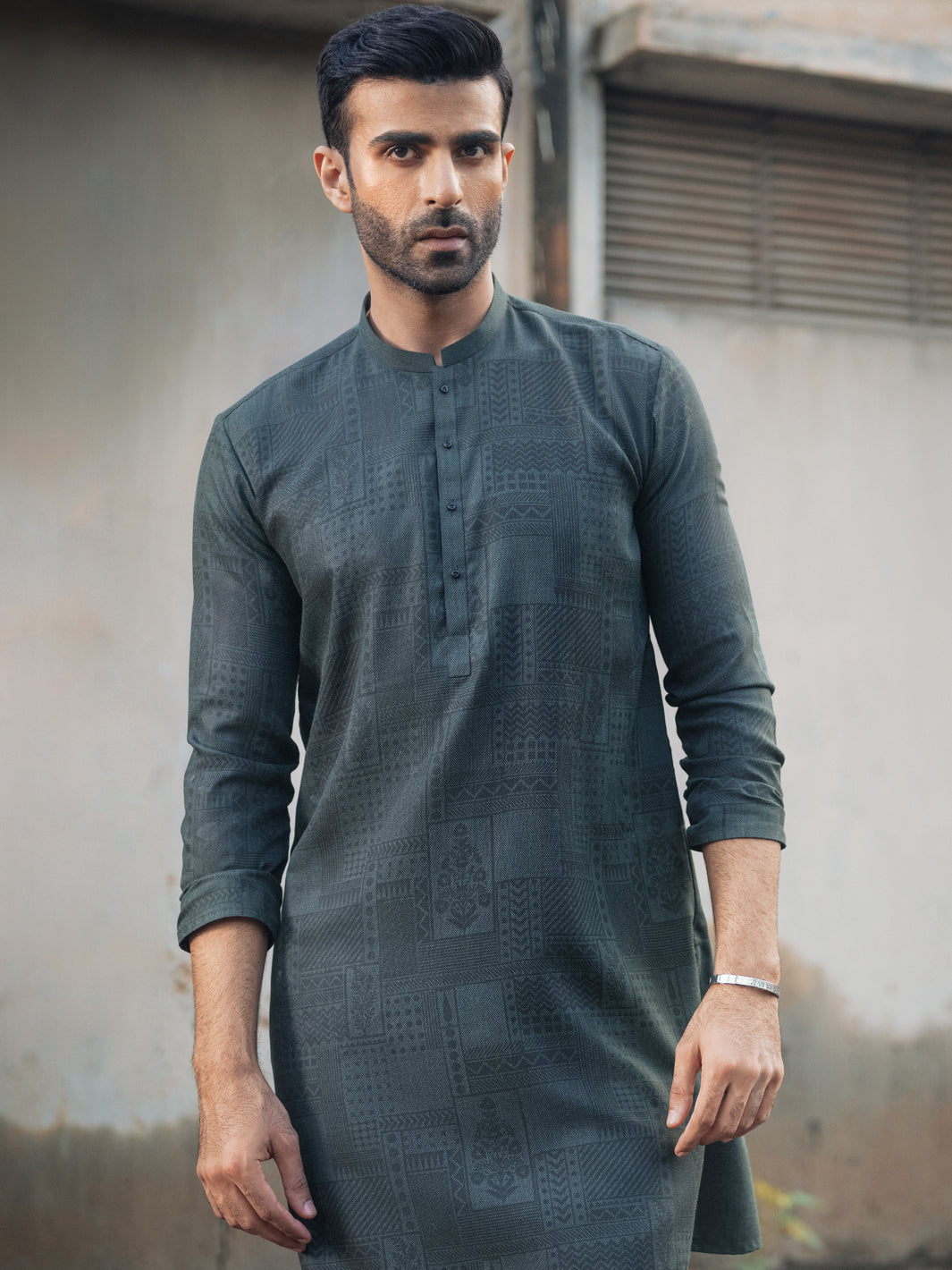 Green Textured Kurta - AL-K-970