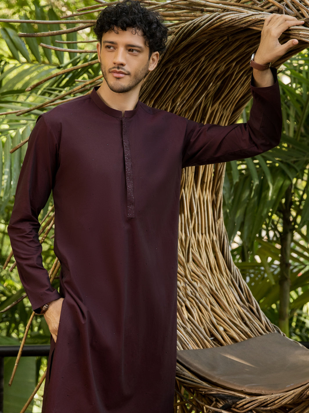 Maroon Blended Kurta - AL-K-984