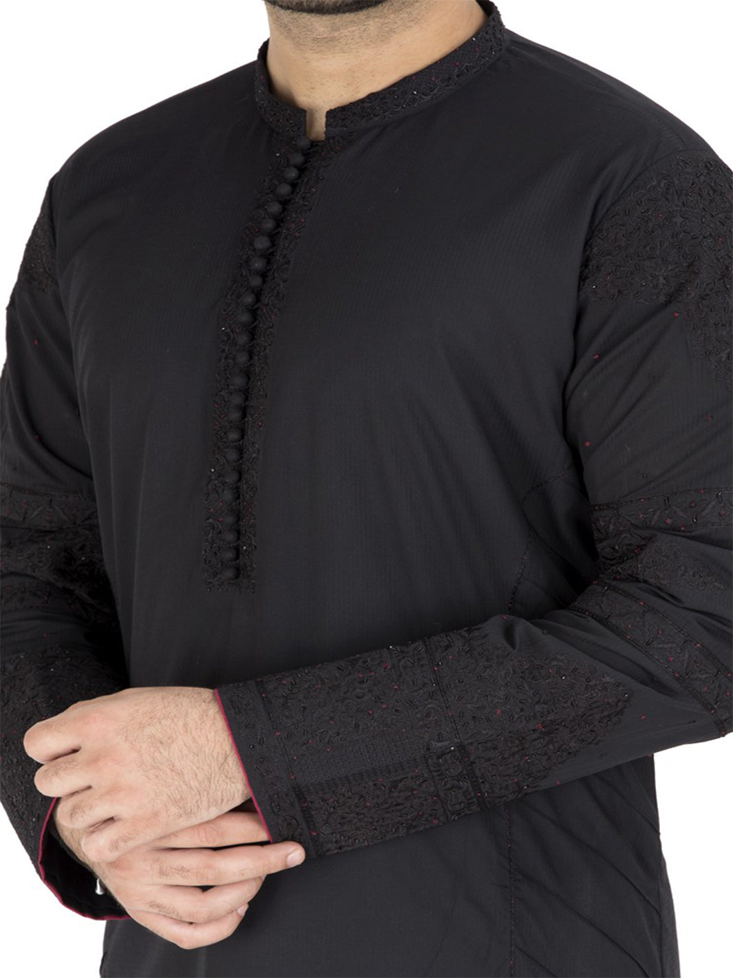 Black Blended Formal Kurta - AL-K-SP-014