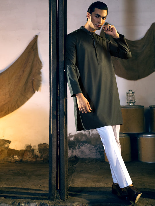 Green Blended Kurta - AL-K-1048