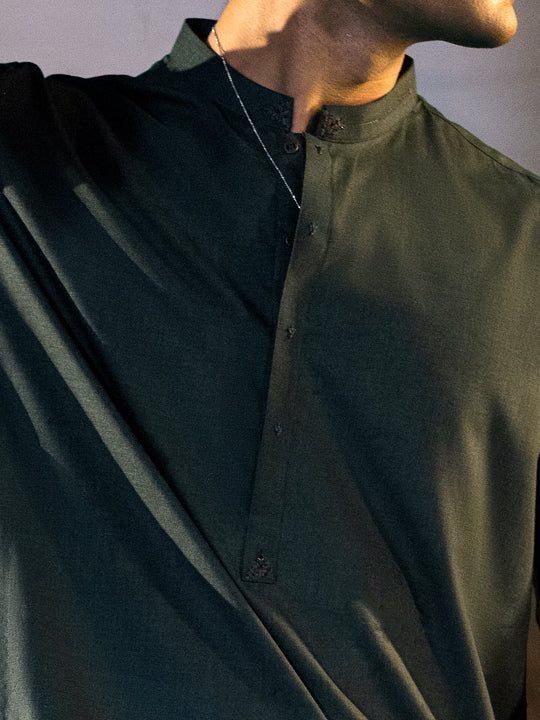Green Blended Kurta - AL-K-1048