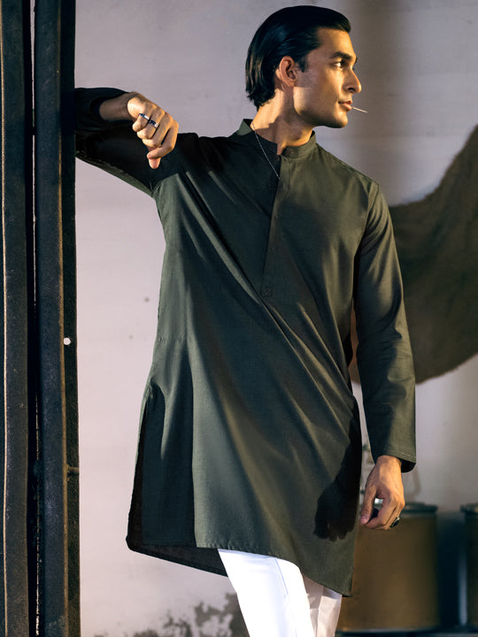 Green Blended Kurta - AL-K-1048