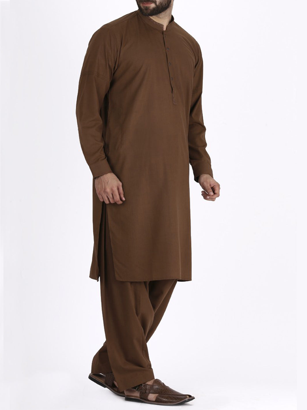 Brown Blended Kameez Shalwar - AL-KS-2304