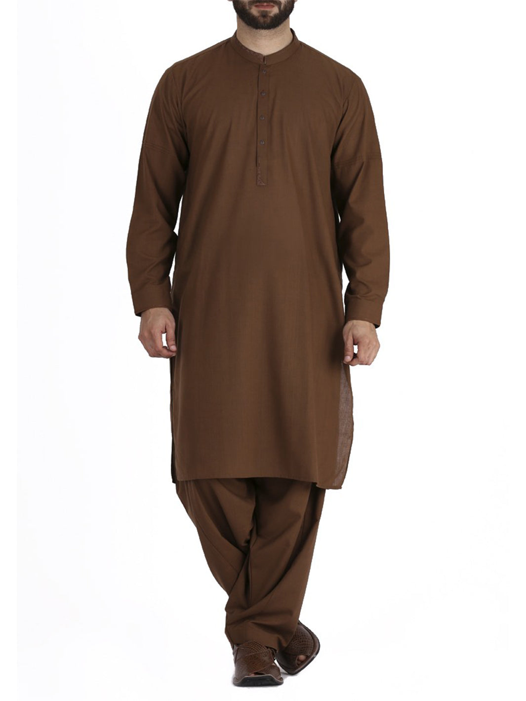 Brown Blended Kameez Shalwar - AL-KS-2304