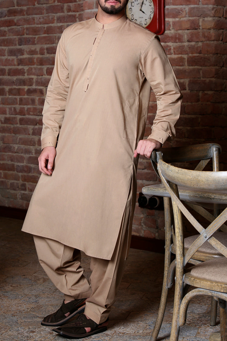 Light Brown Kameez Shalwar - AL-KS-2305