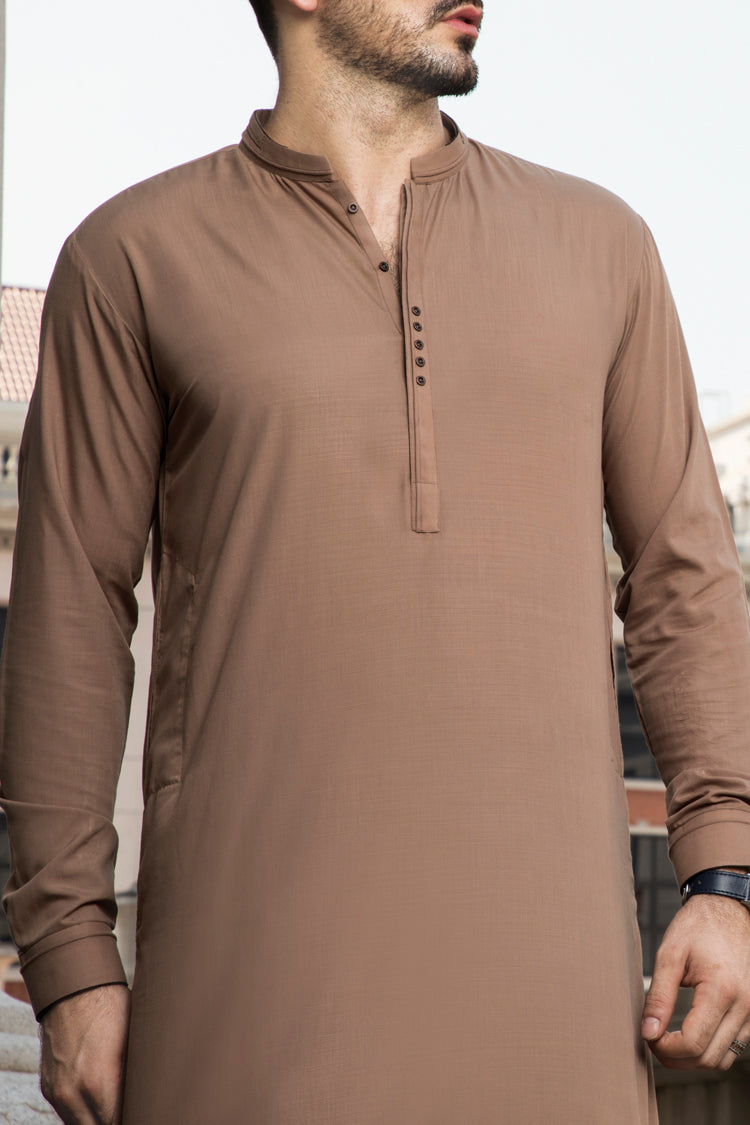 Brown Blended Kameez Shalwar - AL-KS-2343