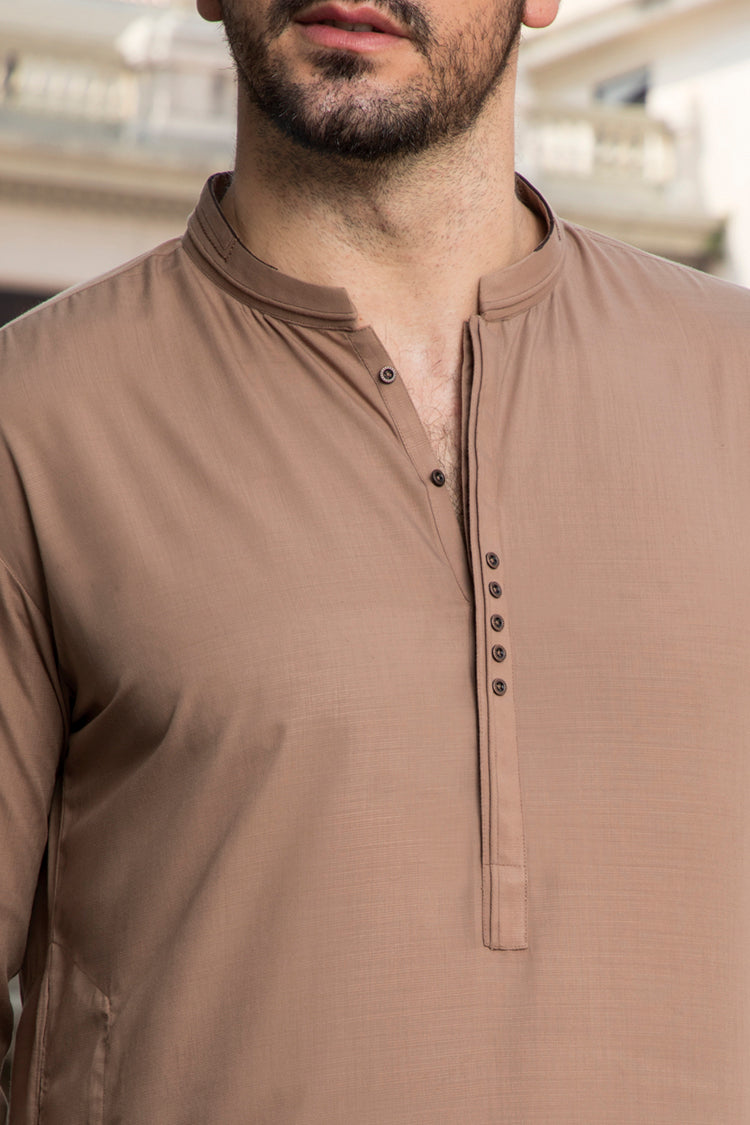 Brown Blended Kameez Shalwar - AL-KS-2343