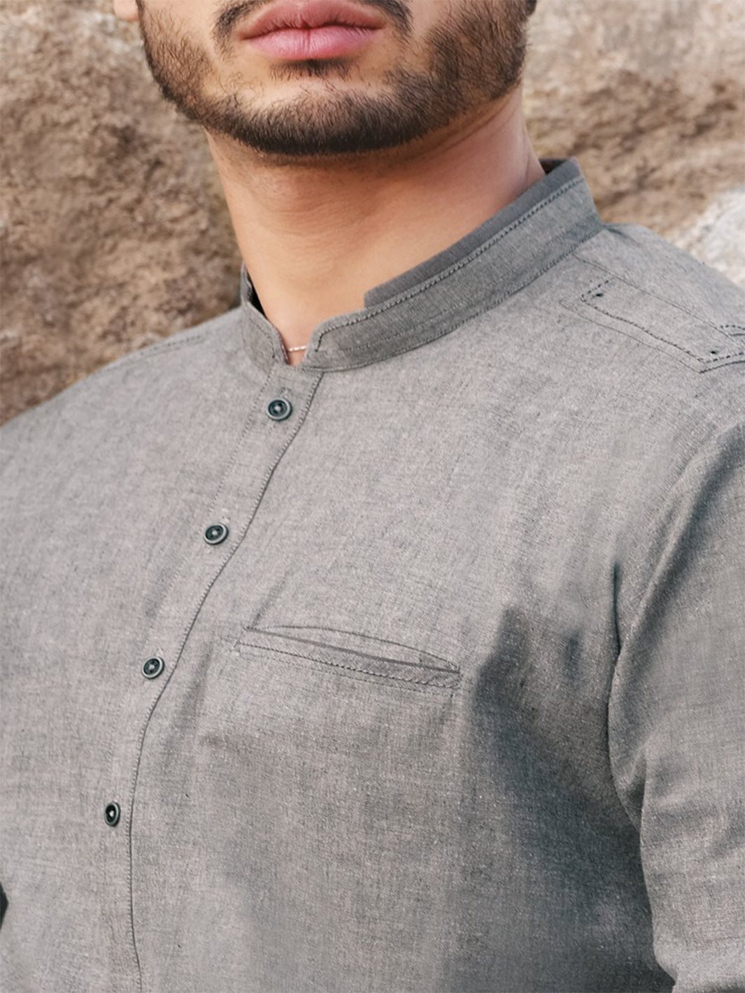 Grey Blended Kameez Shalwar - AL-KS-2375
