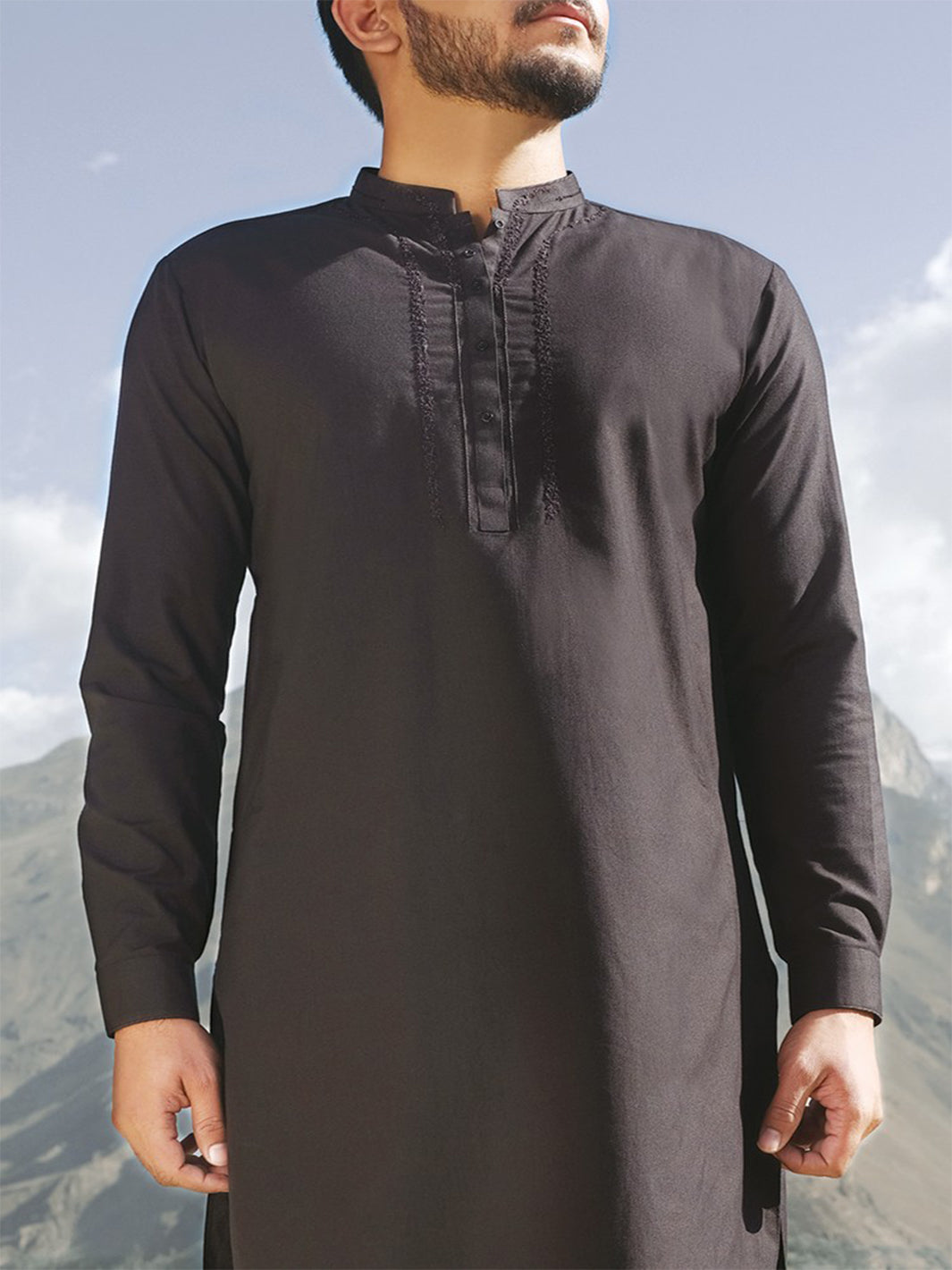 Black Blended Kameez Shalwar - AL-KS-2387