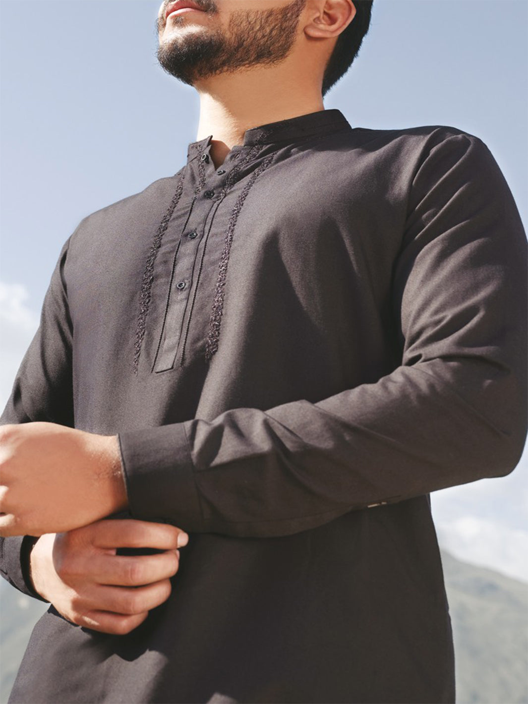 Black Blended Kameez Shalwar - AL-KS-2387