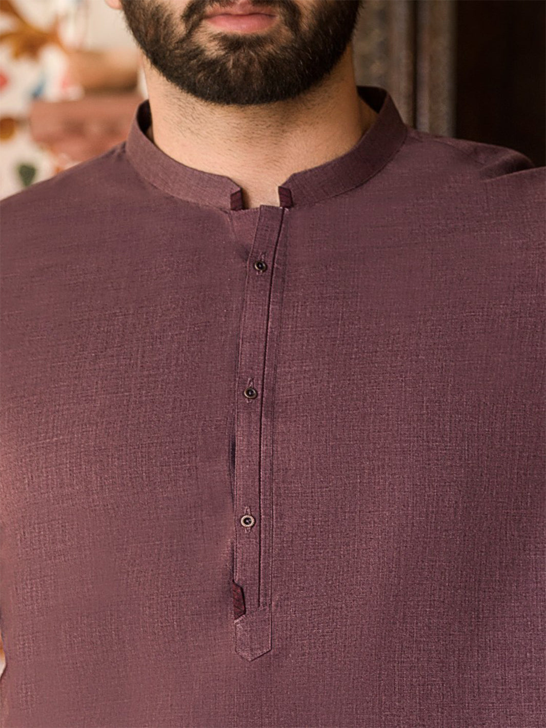 Burgundy Blended Kameez Shalwar - AL-KS-2400