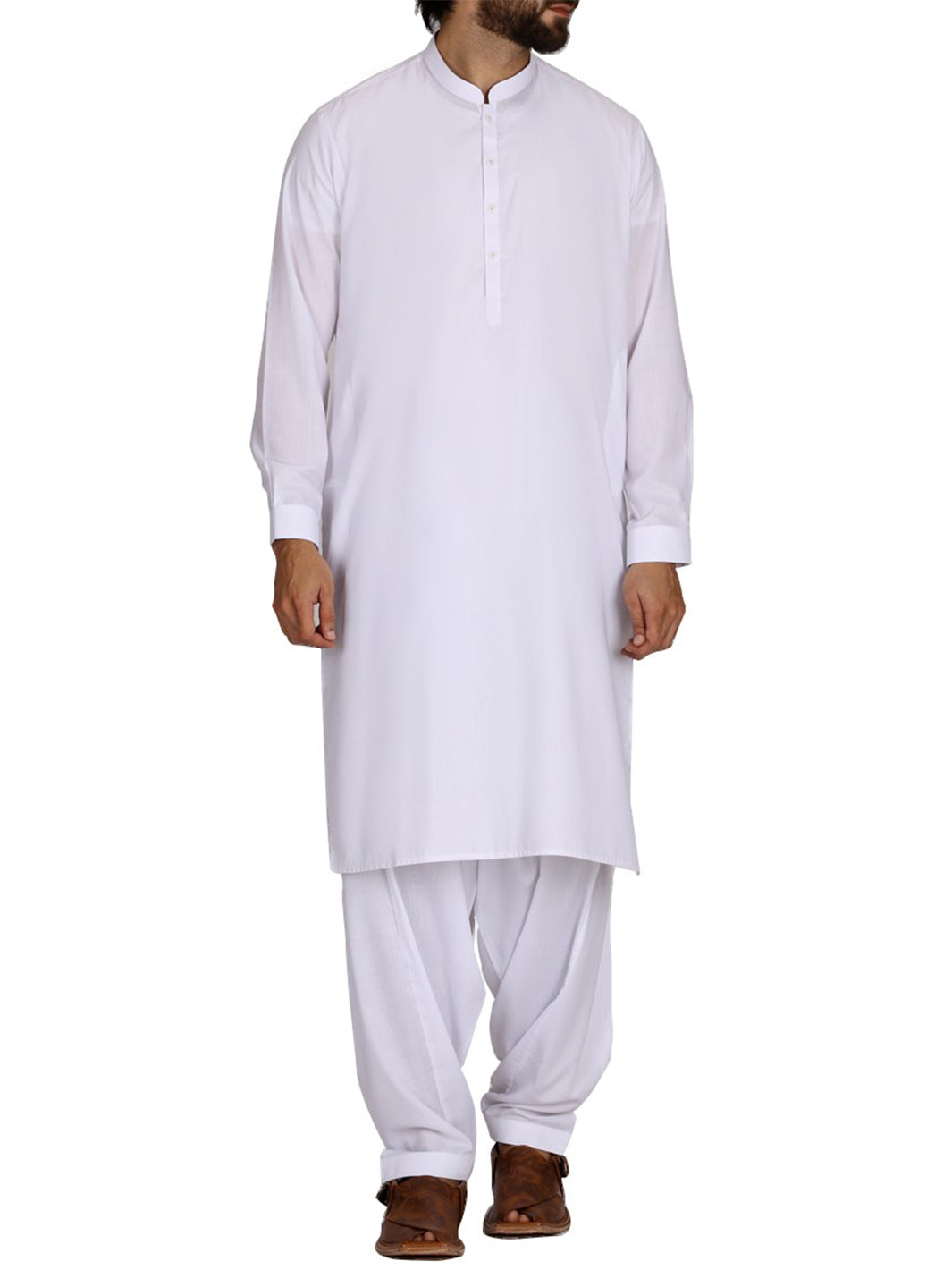 White Blended Kameez Shalwar - AL-KS-2412