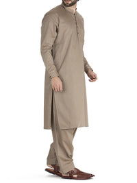 Light Brown Cotton Kameez Shalwar - AL-KS-2419