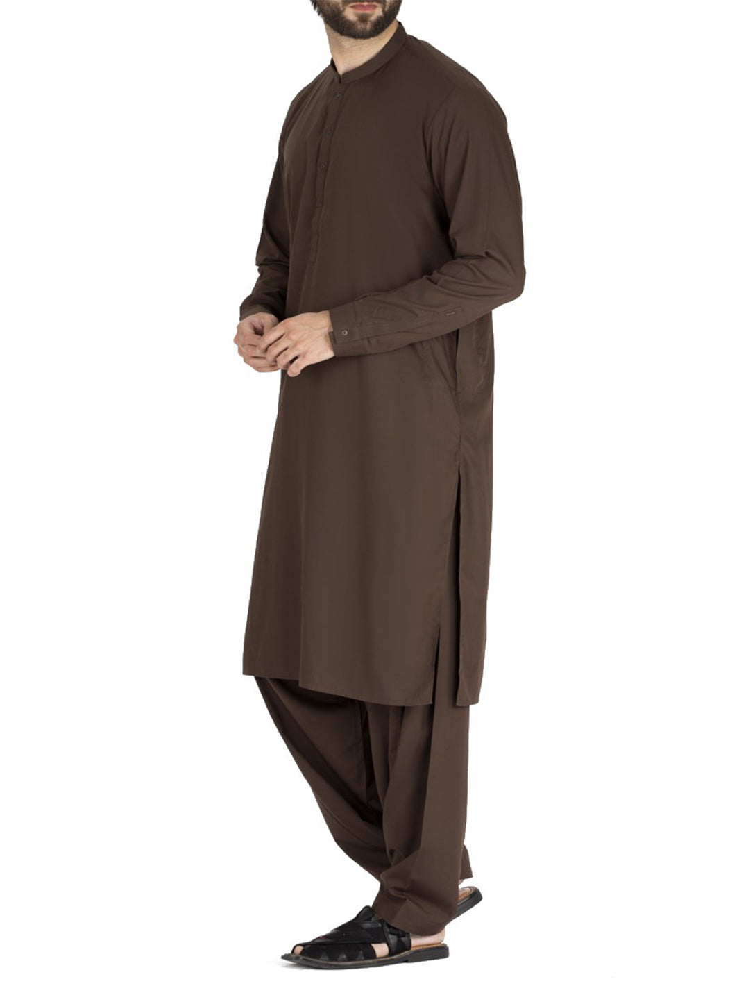 Brown Blended Kameez Shalwar - AL-KS-2422