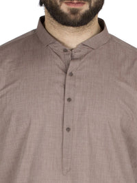 Light Brown Cotton Kameez Shalwar - AL-KS-2426