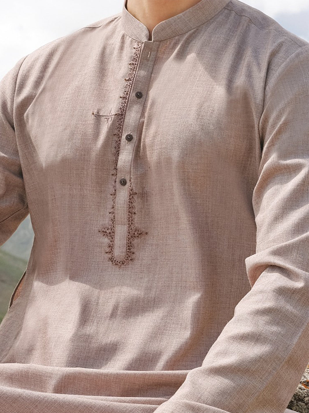 Peach Blended Kameez Shalwar - AL-KS-2429