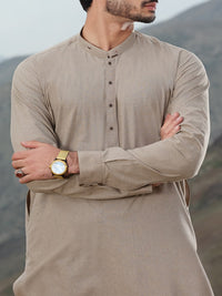 Beige Blended Kameez Shalwar - AL-KS-2459