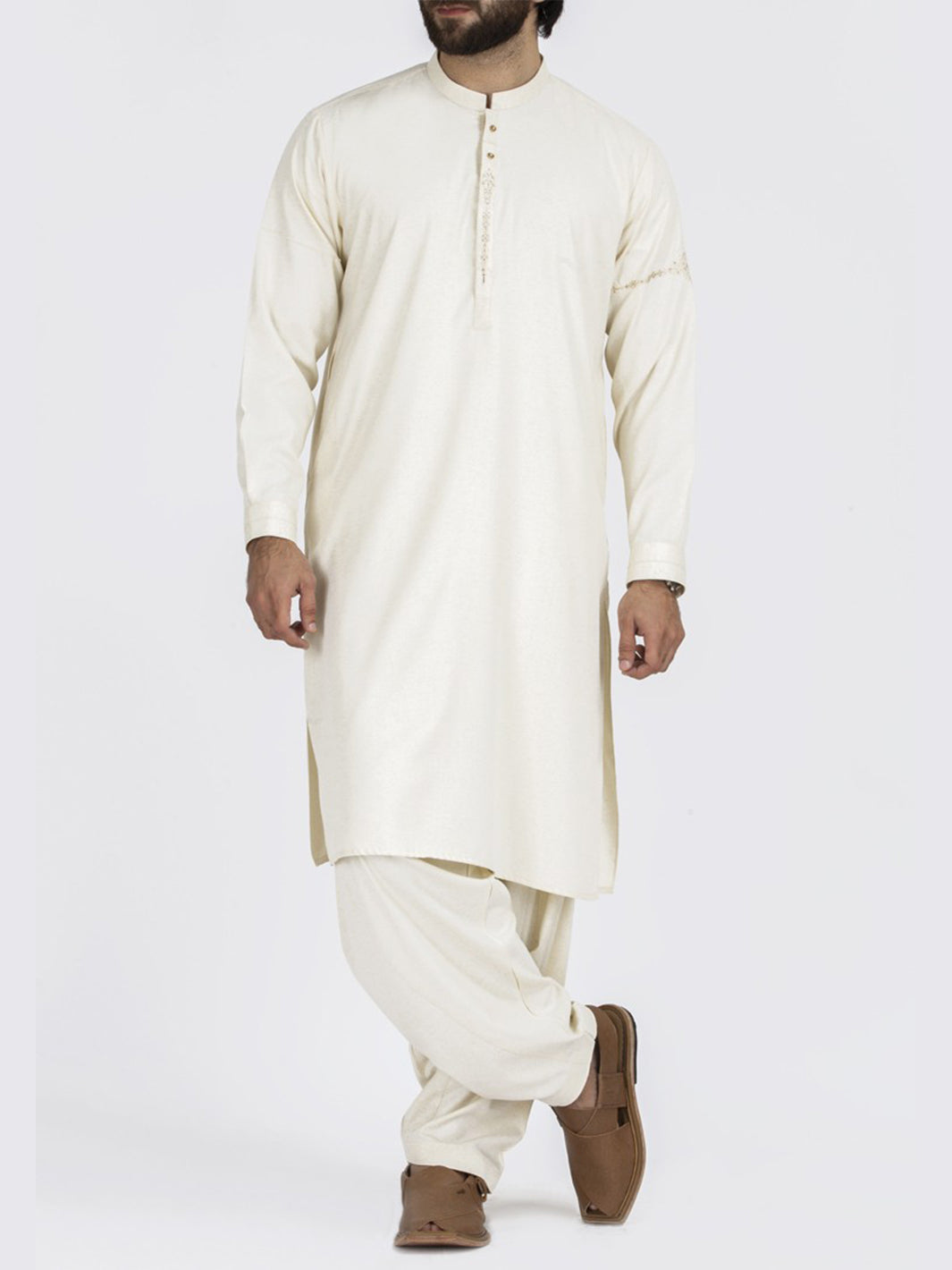 Cream Blended Kameez Shalwar - AL-KS-2468