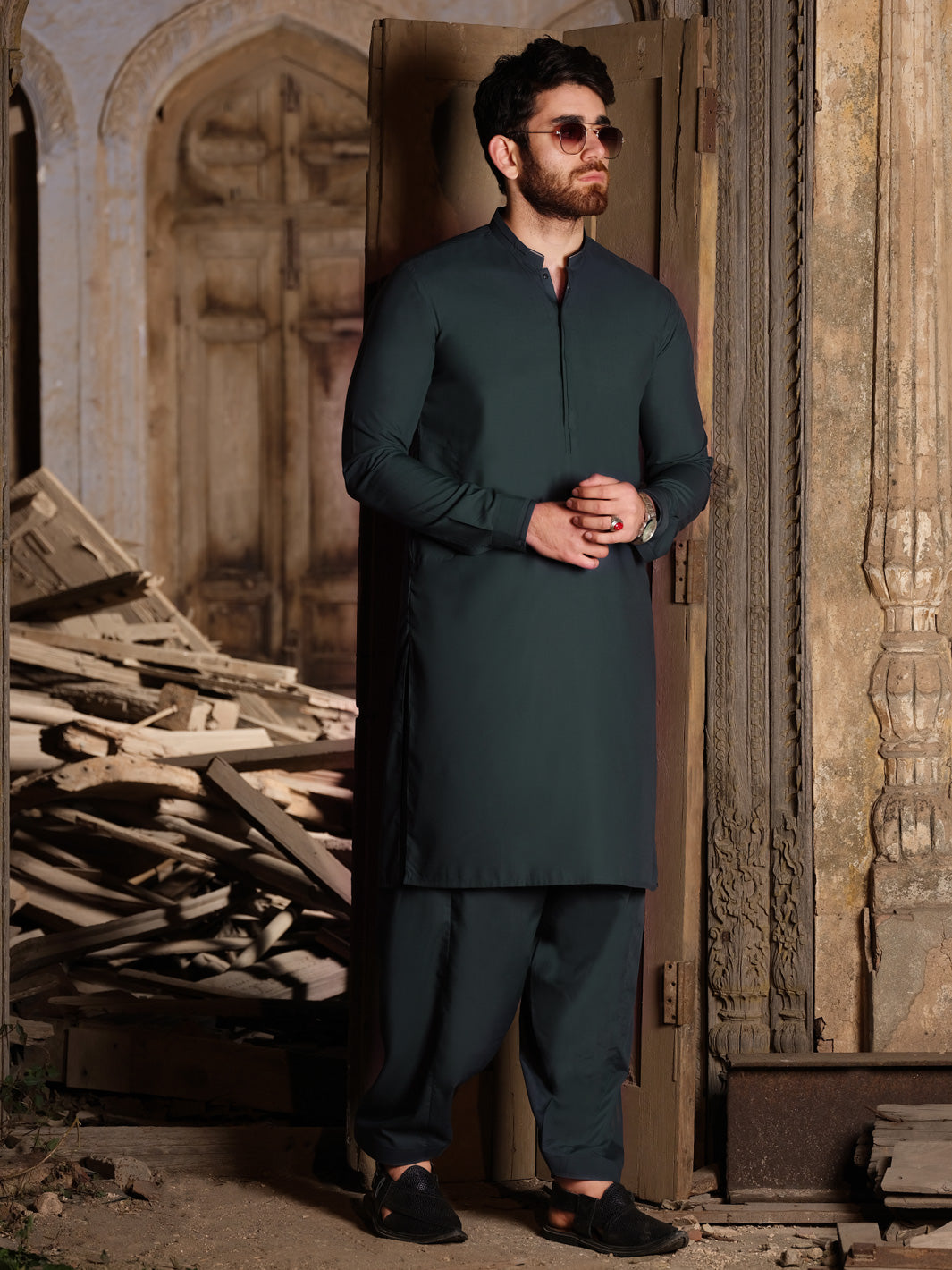 Green Blended Kameez Shalwar - AL-KS-2510