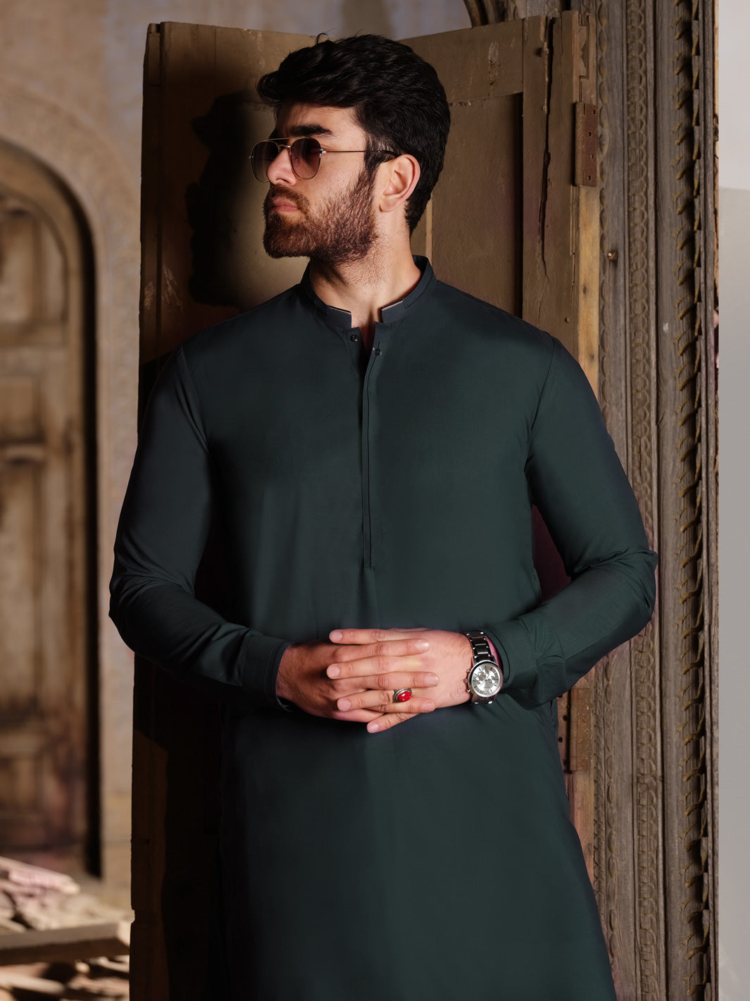 Green Blended Kameez Shalwar - AL-KS-2510