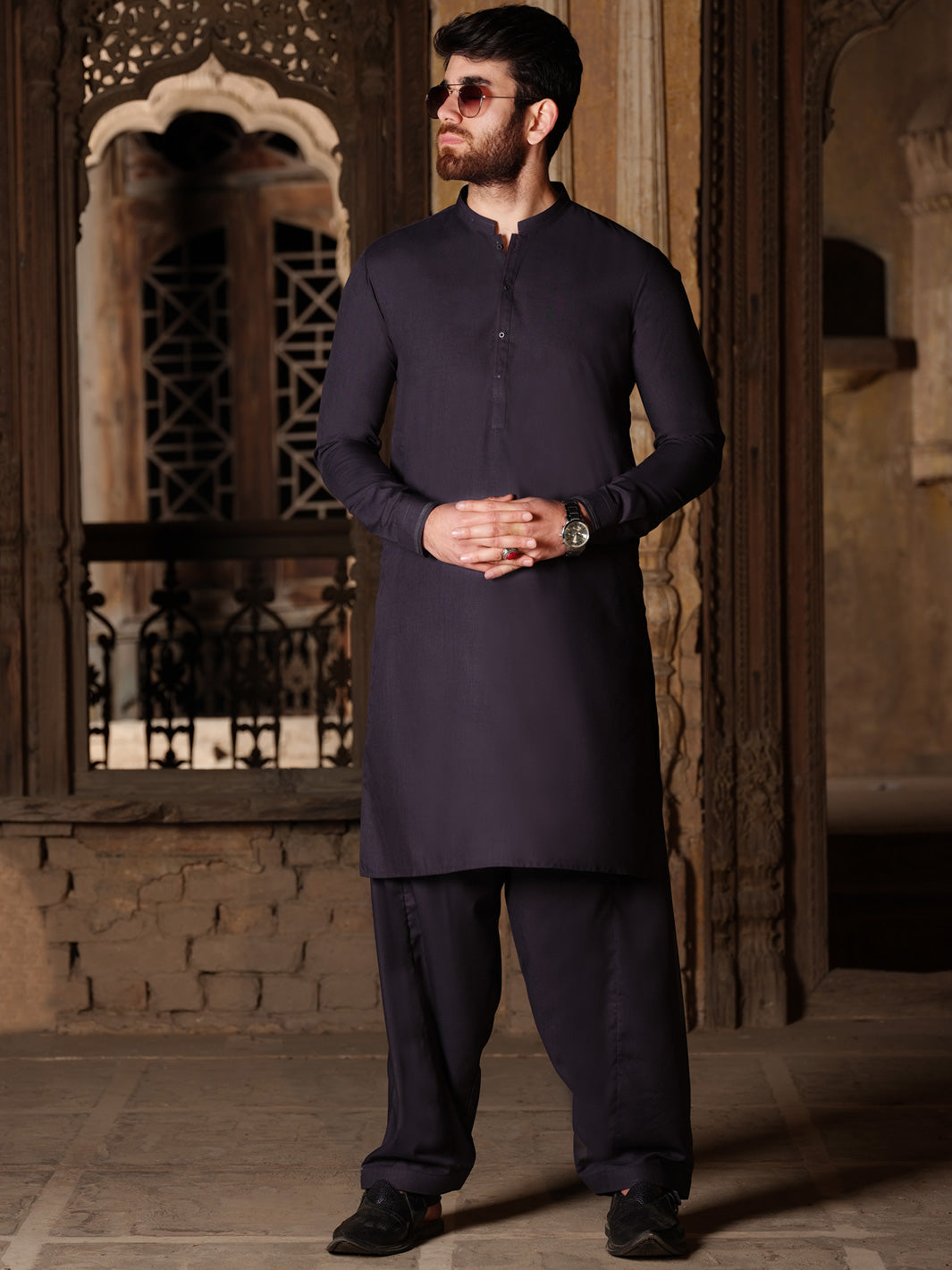 Purple Blended Kameez Shalwar - AL-KS-2519
