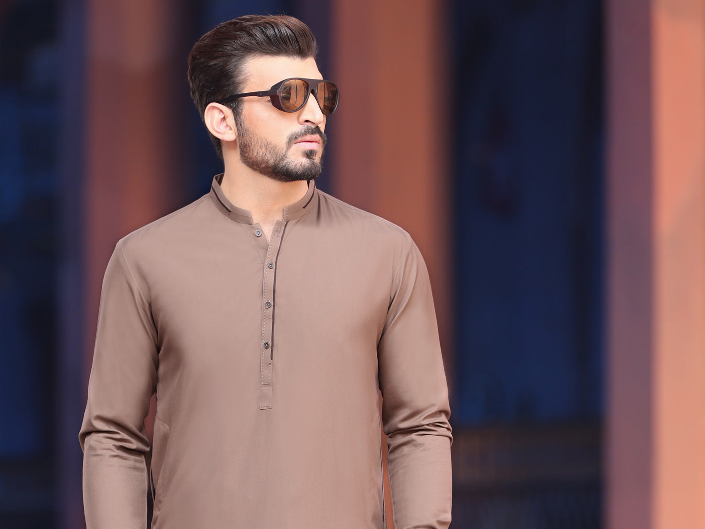 Brown Blended Kameez Shalwar - AL-KS-2523