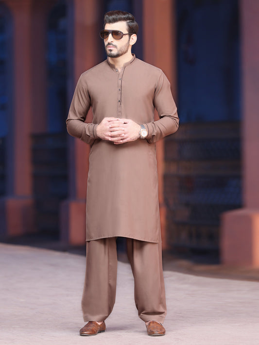 Brown Blended Kameez Shalwar - AL-KS-2523