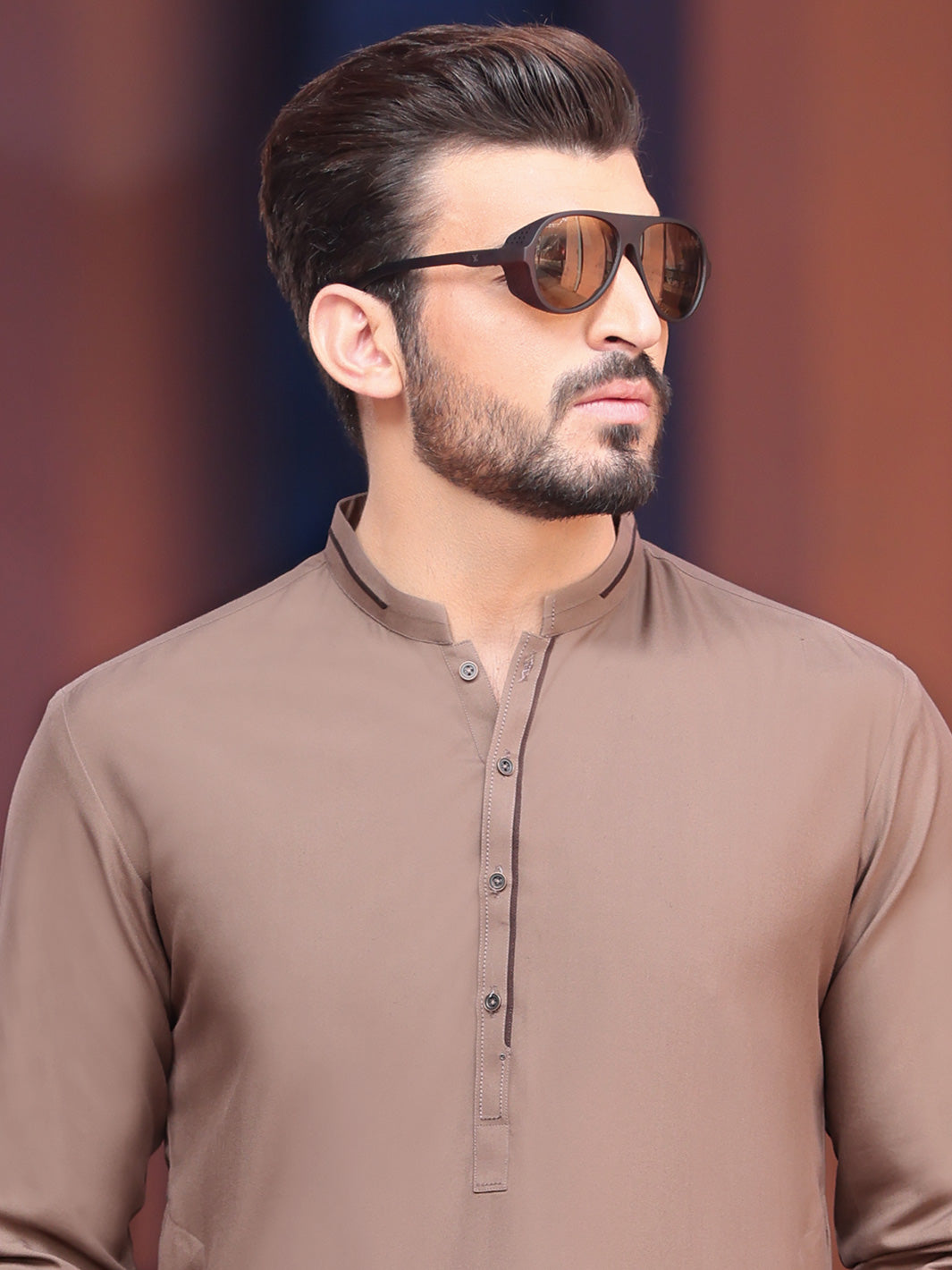 Brown Blended Kameez Shalwar - AL-KS-2523