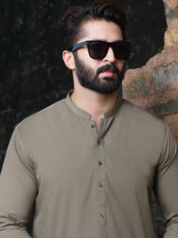 Light Brown Blended Kameez Shalwar - AL-KS-2536