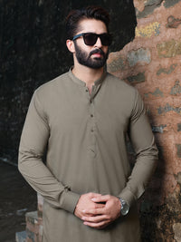 Light Brown Blended Kameez Shalwar - AL-KS-2536
