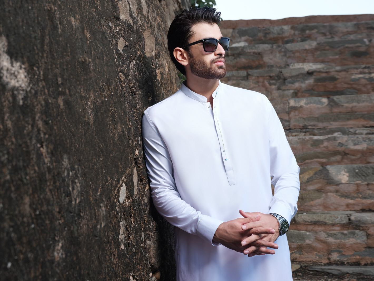 White Blended Kameez Shalwar - AL-KS-2562