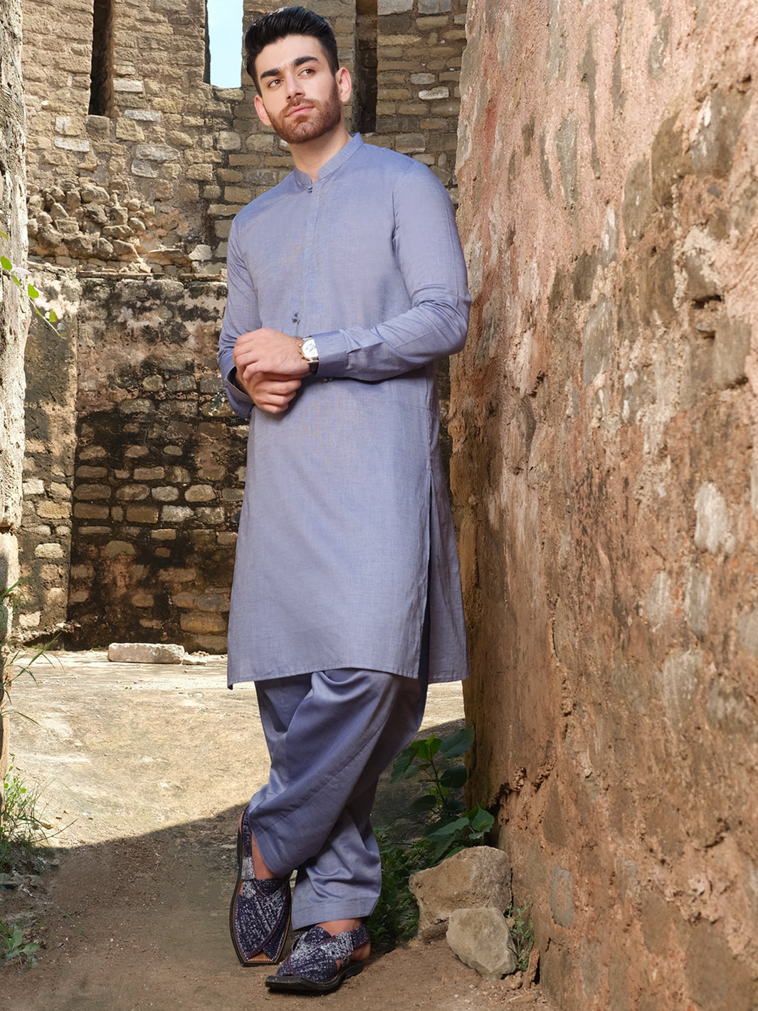 Blue Blended Kameez Shalwar - AL-KS-2563