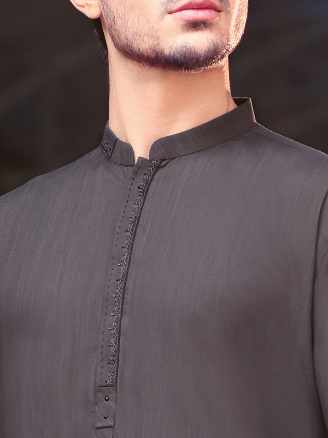 Dark Grey Blended Kameez Shalwar - AL-KS-2565
