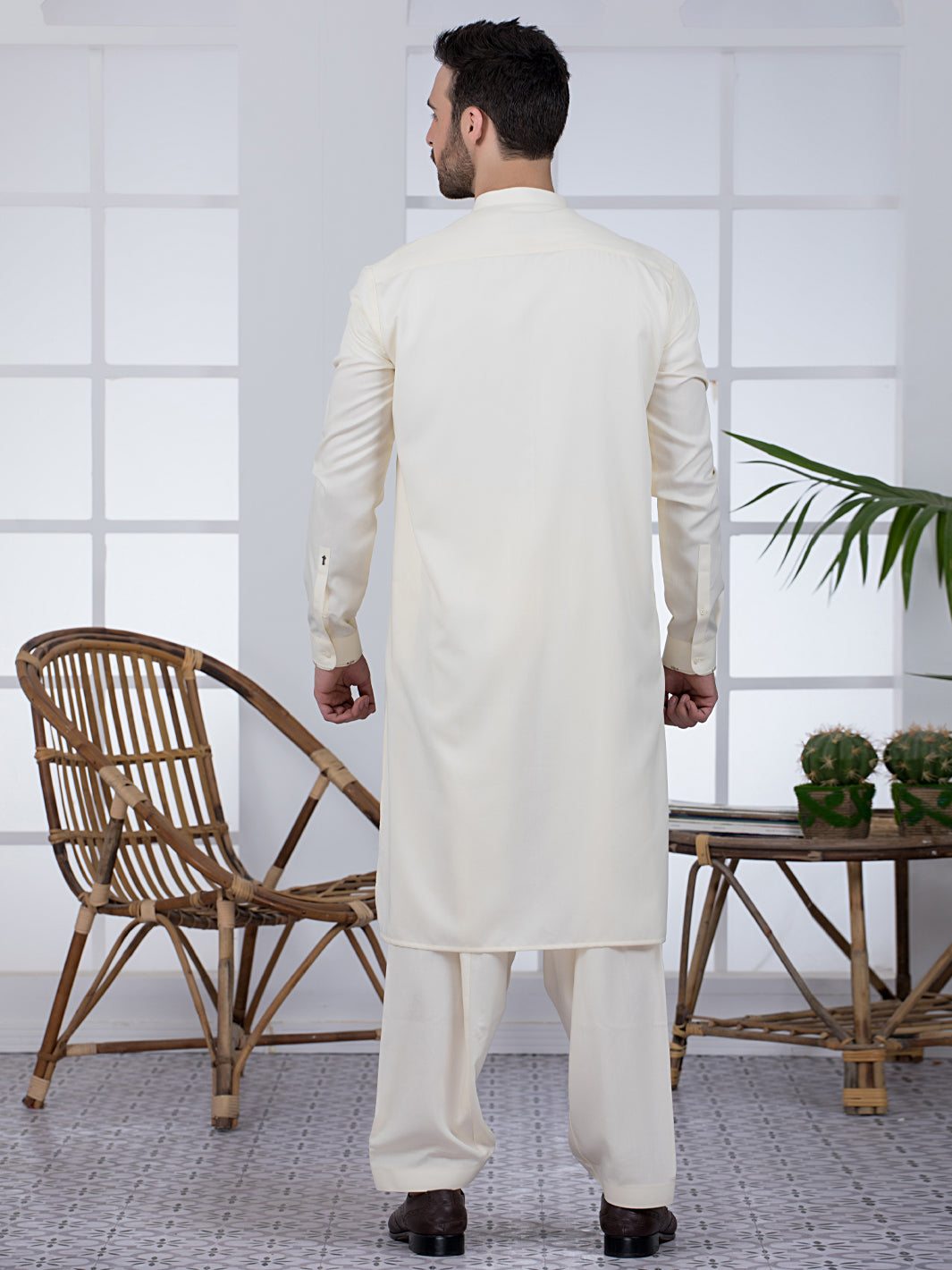 Cream Kameez Shalwar - AL-KS-2800