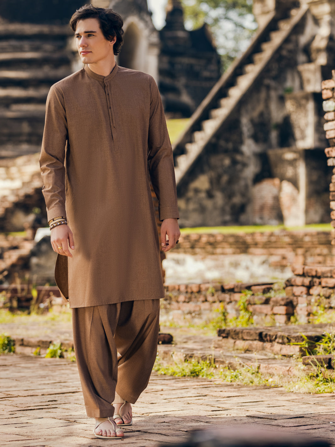 Brown Blended Kameez Shalwar - AL-KS-2830