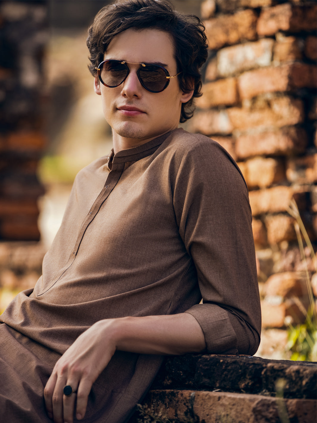 Brown Blended Kameez Shalwar - AL-KS-2830