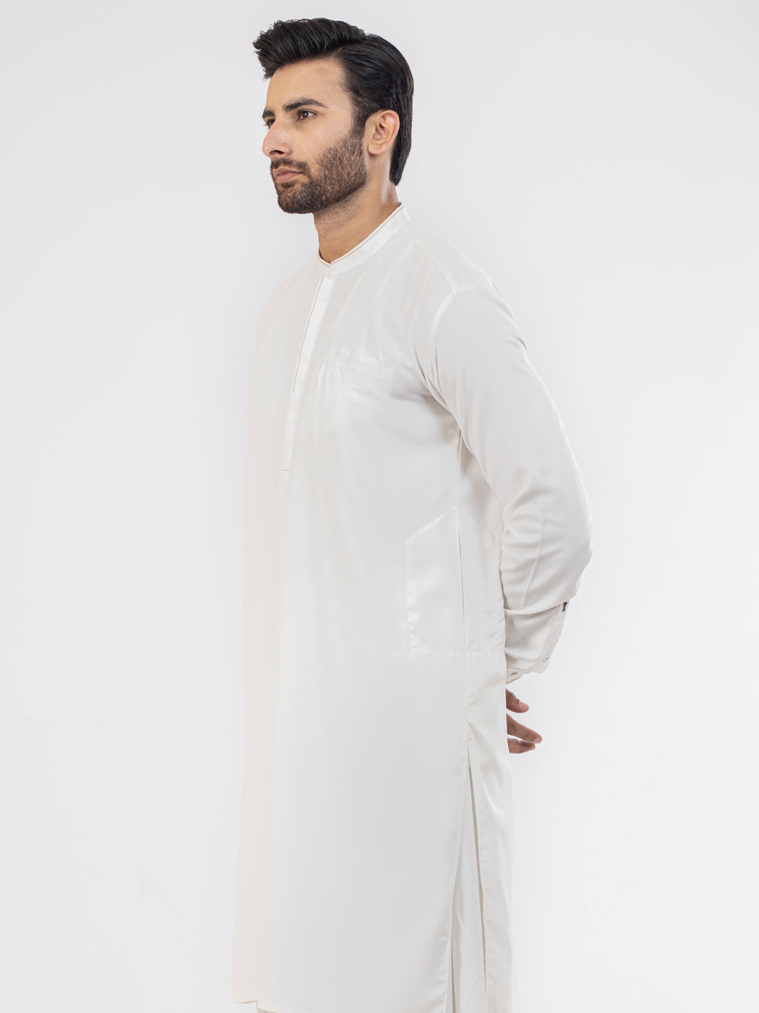 White Blended Kameez Shalwar - AL-KS-2849