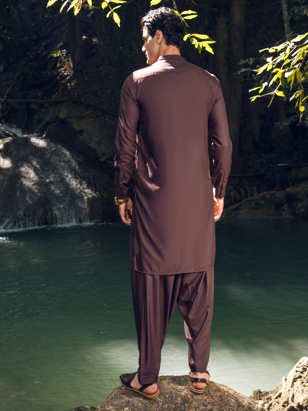 Brown Blended Kameez Shalwar - AL-KS-2893