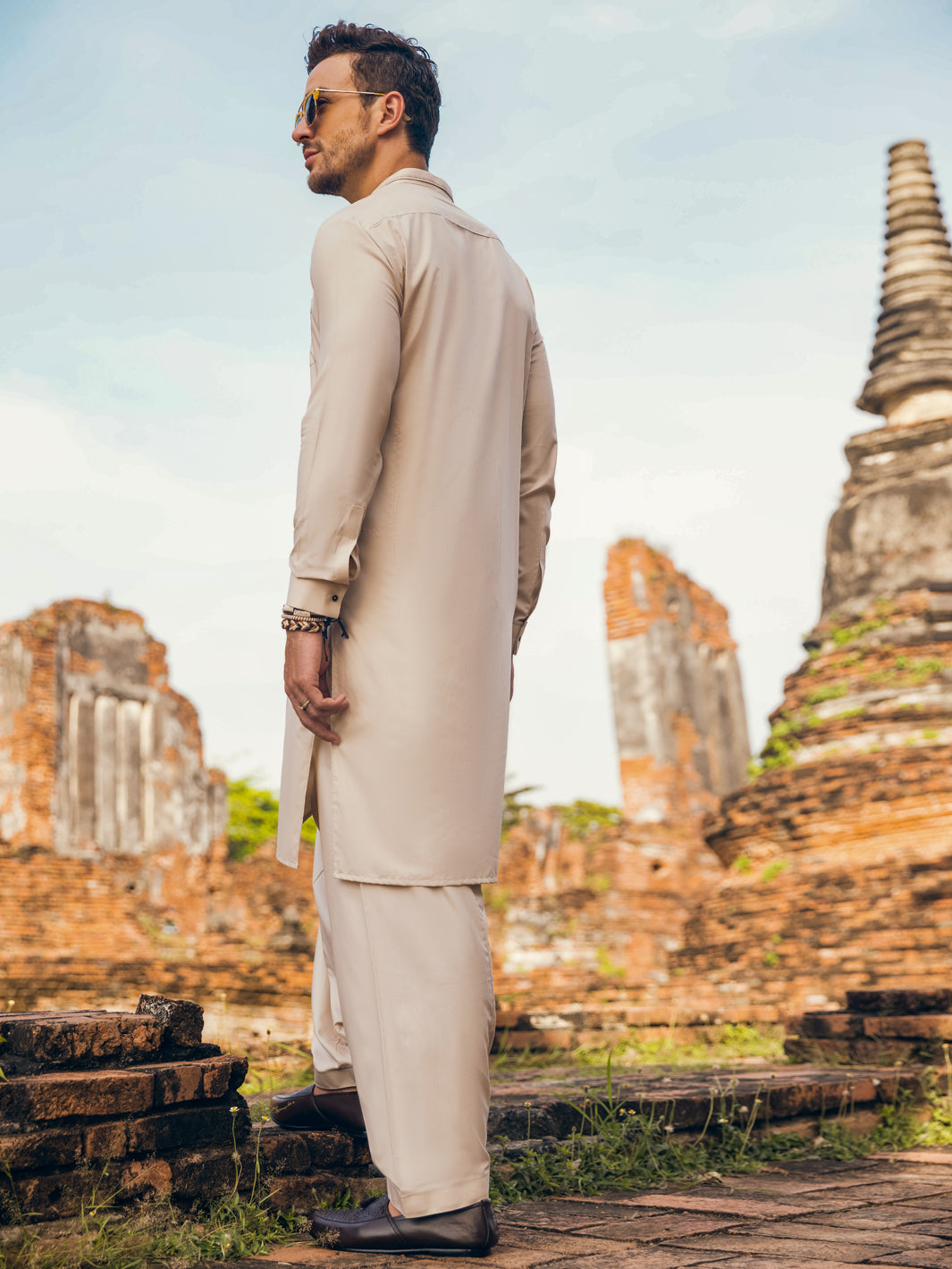Cream Blended Kameez Shalwar - AL-KS-2901