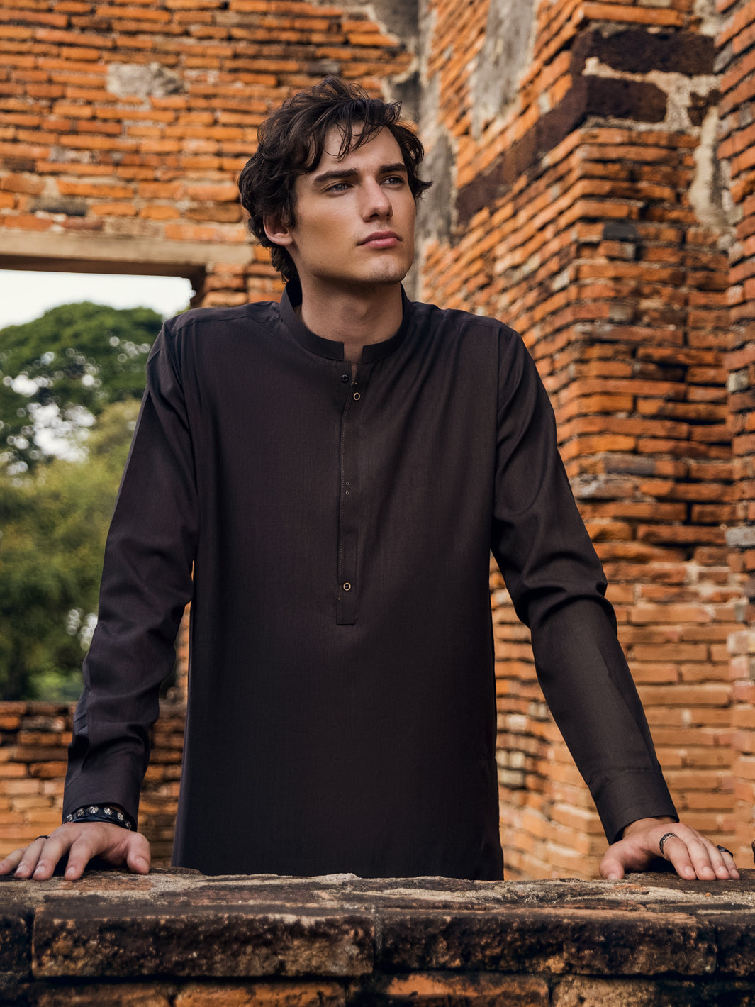 Brown Blended Kameez Shalwar - AL-KS-2911